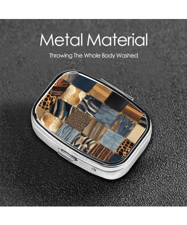 Denim Patchwork Printed Square Pill Box - Portable Travel Medicine Organizer - Buy Online on GoSupps.com