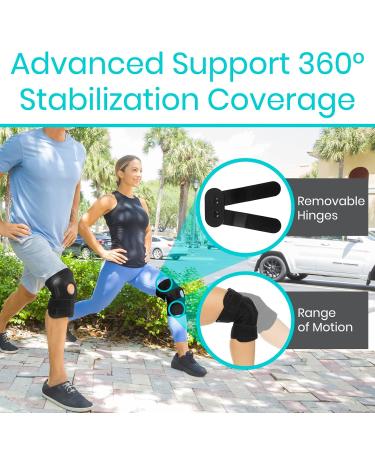 Vive Hinged Knee Brace for ACL & Meniscus Tear - Lightweight Breathable Open Patella Support with Side Stabilizers - Adjustable Comfort for Men & Women - Small Size - Buy Online on GoSupps.com