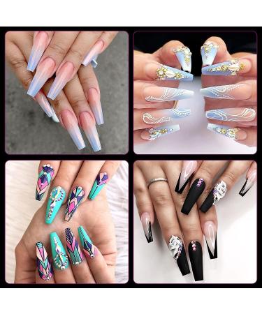 PPAKK 100pcs Long Coffin Fake Nail Tips - Clear Full Cover Acrylic Ballerina Nails | Nail Salon/DIY Nail Art - 10 Sizes - Buy Online on GoSupps.com