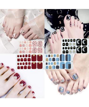 DANNEASY 20 Toe Nail Stickers Full Nail Wraps - Self Adhesive Toenail Polish Strips with File and Cuticle Stick Kit - Buy Online on GoSupps.com