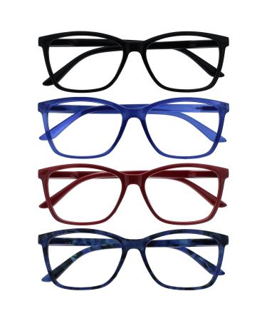 The reading glasses company big men black blue chestnut brown red readers value 4-pack spring hinges rrrr51-13z3t +2.00 +2.00 dioptria black blue dark red blue tortoise