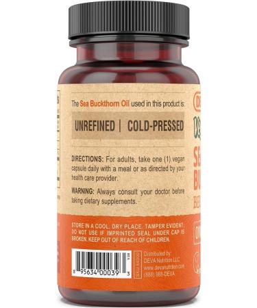 DEVA Vegan Sea Buckthorn Berry Oil 500mg Cold-Pressed Unrefined Rich in Omega-7 90 Capsules 1-Pack 90 Count (Pack of 1) - Buy Online on GoSupps.com