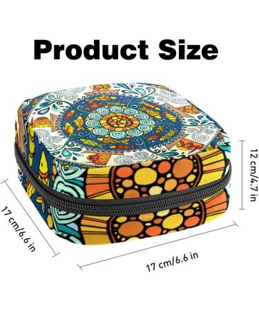 Indian Mandala Flower Storage Bags for Women | Portable Menstrual Pad Holder & Bandage Storage | Psychedelic Pattern for Tampons & Panty Liners - Buy Online on GoSupps.com