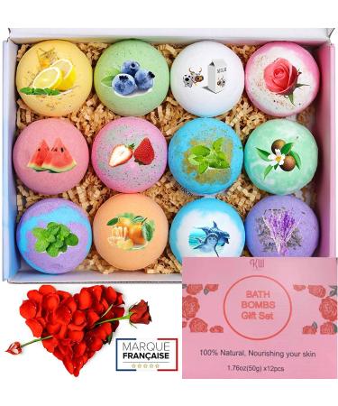 12 PCs bath balls gifts for women girlfriend children gift for mom bathing additive foam bath bathing additive children bathing ball for birthday Christmas Valentine's Day