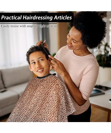 Leopard Hair Cutting Cape & Neck Duster Set | Adjustable Snap Closures | Salon Quality | 46.8 x 56 | Barber Hairdressing Kit - Buy Online on GoSupps.com