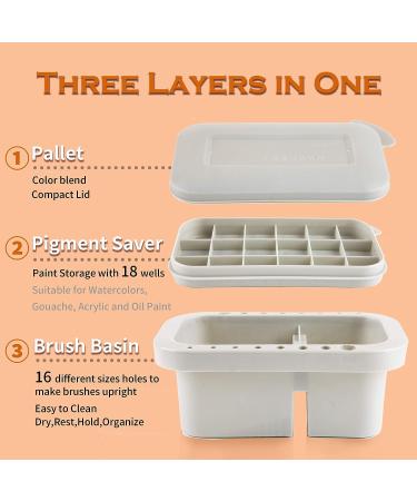 Martol Multi-Use Paint Brush Basin with Brushes Holder and Palette Box - Artist Cleaner Cup for Watercolor, Oil, Acrylic, Gouache Painting - Buy Online on GoSupps.com