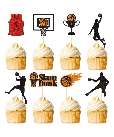 32 pieces basketball cupcake topper basketball theme sports ball cupcake picks babyparty basketball sport player topic birthday party cake decorations accessories basketball-2
