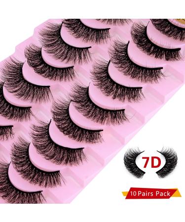 False Eyelashes 7D Mink Lashes - 10 Pairs Dramatic Curly Fluffy Thick Fake Eyelashes - Buy Online on GoSupps.com