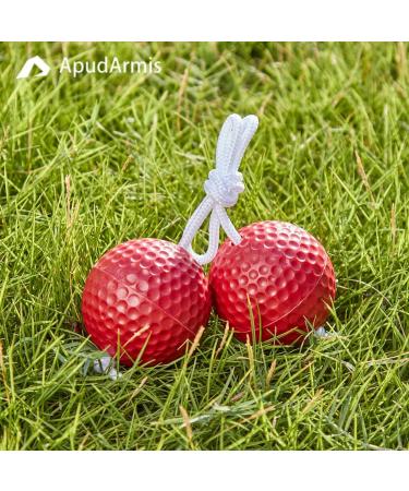 ApudArmis Ladder Bolas Balls 6 Pack - Real Golf Tossing Ball Replacement for Ladder Toss Game - Outdoor Fun for Kids and Adults - 3 Red + 3 Blue - Buy Online on GoSupps.com