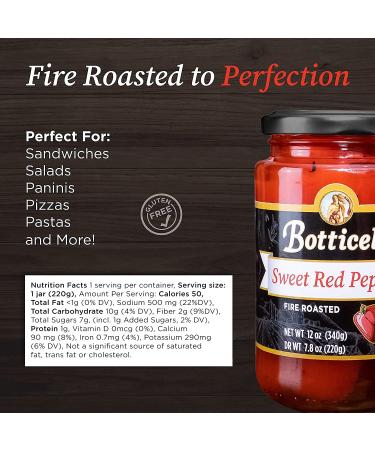 Botticelli Roasted Red Peppers 12oz (Pack of 2) - Gluten-Free Fire Roasted Sweet Red Peppers - 24oz Total - Buy Online on GoSupps.com