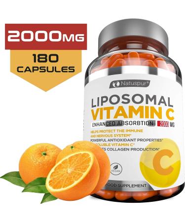 Premium Liposomal Vitamin C 2000mg - High Absorption Ascorbic Acid - Immune Support & Collagen Booster - 180 Capsules - Buy Online on GoSupps.com