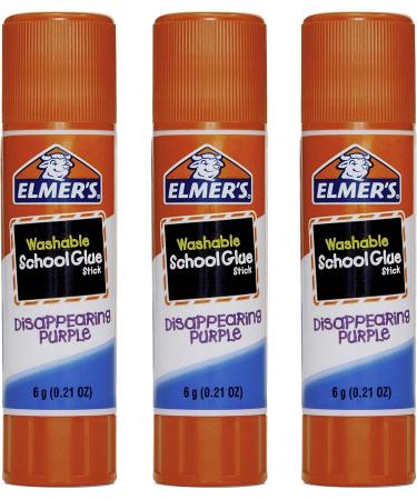 Elmer's Washable Dissappearing Purple School Glue Sticks 3 Pack 6 grams Each (E520) - Buy Online on GoSupps.com