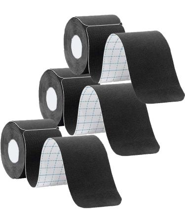 Kayiete Kinesiology Tape Precut  Sports Tape for Recovery Sports Athletic Physio Therapy Injury. Athletic Tape for Ankle Neck Knee Shoulder Pain Relief (3Rolls 60 Precut Strips  Black)