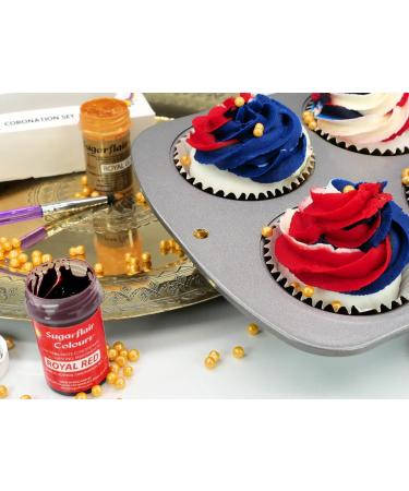 Sugarflair Limited Edition Coronation Colours Set of 4 - Royal Red Royal White and Royal Blue Highly Concentrated Food Colouring and Gold Edible Paint. - Buy Online on GoSupps.com