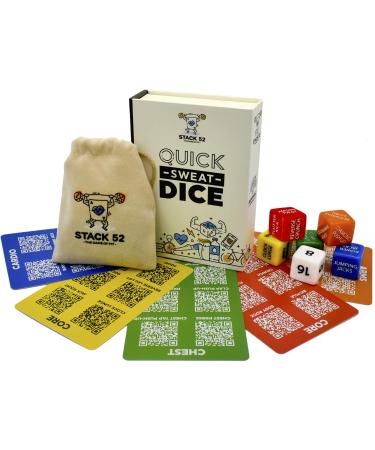 Stack 52 Quick Sweat Fitness cubes.Bodyweight Exercise Workout Game.Designed by a military fitness expert.Contain video instructions.No equipment required.