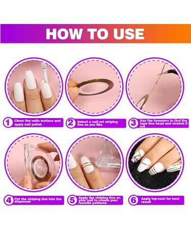 64 Rolls Nail Striping Tape Line Set with 32 Colors, Adhesive Sticker, 2 Nail Tape Roller Dispensers, and Tweezers - DIY Nail Art Decoration - Buy Online on GoSupps.com