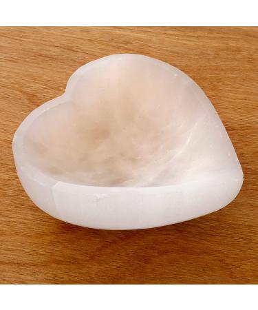 Selenite Heart Chakra Stone Set in a Bowl - Healing Crystals for Balance and Harmony - Buy Online on GoSupps.com