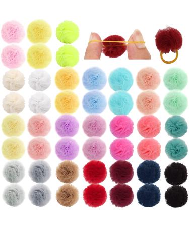 Qearl 48 Pcs Colored Ball Dog Ties Small Dog Bows with Rubber Bands Pet Grooming Hair Accessories for Puppy Small Dog Cat in Pairs