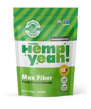 Manitoba Harvest Hemp Yeah! Organic Max Fiber Protein Powder, Unsweetened, 32oz; with 13g of Fiber, 13g Protein and 2.5g Omegas 3&6 per Serving, Keto-Friendly, Preservative Free, Non-GMO Unsweetened 2 Pound (Pack of 1)