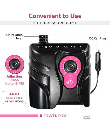 Crew & Axel Electric Paddle Board Pump - Portable High Pressure Air Compressor (16PSI, 12V) - Pink - Buy Online on GoSupps.com