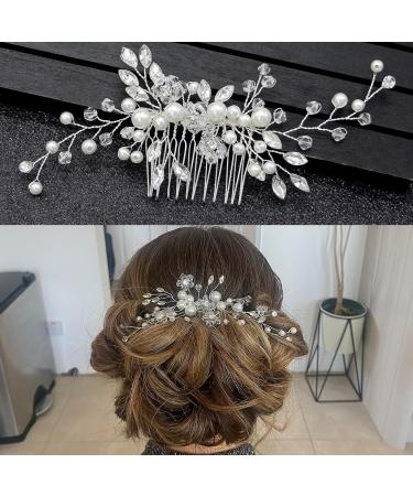 Bridal Flower Side Hair Clips Clysburtuony Pearl Hair Pieces Comb Bridal Headpiece for Brides Hair Comb Wedding Prom Birthday Party Hair Accessories (Style-A) - Buy Online on GoSupps.com