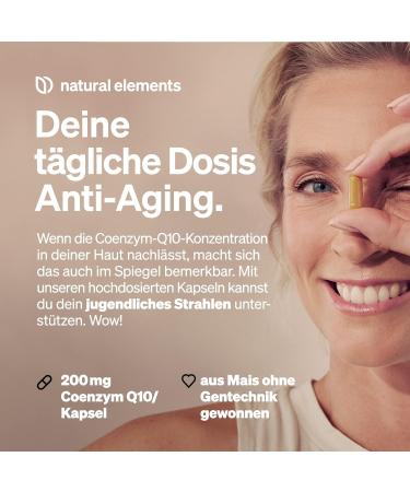Natural Elements Coenzyme Q10 200mg - 120 Vegan Capsules | High-Quality Q10 from Corn - Made in Germany - 4 Months Supply - Buy Online on GoSupps.com