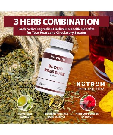 Nutrum Blood Pressure Support Supplement with Hawthorn, Hibiscus, and Garlic - Promotes Healthy Cardiovascular Function - Vitamins & Herbs for Heart Health - Buy Online on GoSupps.com