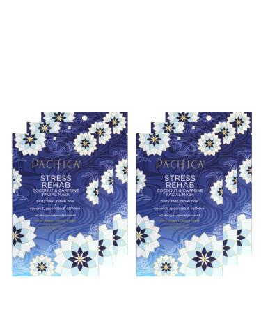 Pacifica Beauty Stress Rehab Coconut Caffeine Hydrating Facial Sheet Mask 6 Count, 30 Ounce