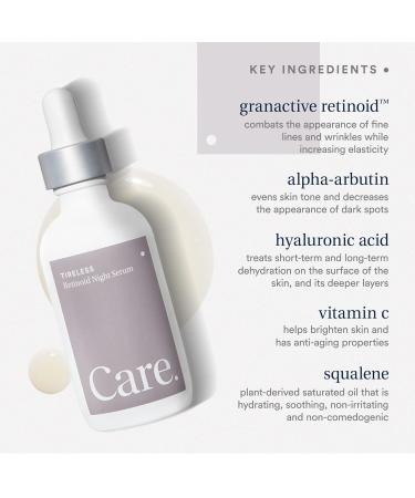 Care Skincare Tireless Retinoid Serum - Paraben-Free Vegan Night Serum with Hyaluronic Acid & Squalane for Dark Spots & Cell Renewal - 1 oz - Buy Online on GoSupps.com