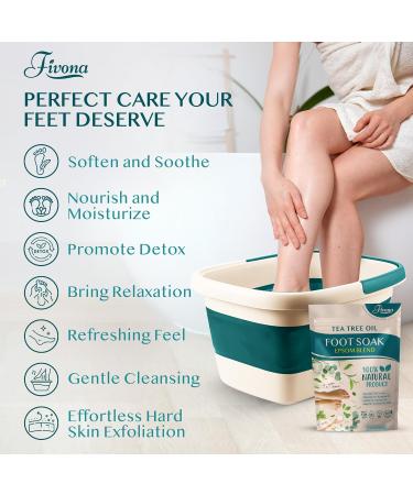 Fivona Foot Care Kit 2-in-1: Epsom Salt & Essential Oils Soak for Tired Feet Cracked Heels & Calluses - Collapsible Basin for Home Spa - Buy Online on GoSupps.com