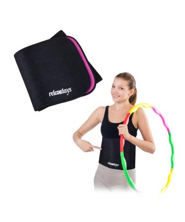 Relaxdays Women's abdominal girdle Belt Belt Hula Hoop 90 cm neoprene fitness belt women with Velcro belly belt black/pink (1 Pack) 90 black/pink