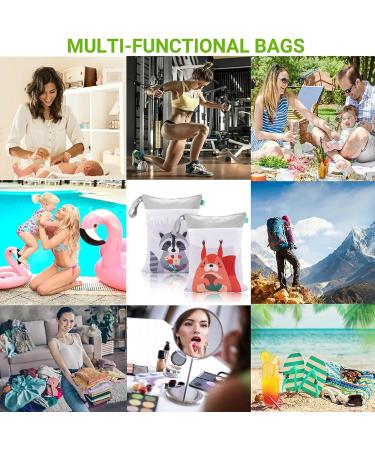 Shop Gray Squirrel Diaper Bag Wetbag - Waterproof Reusable with Zipper & 2 Pockets for Baby & Toddler Travel - Buy Online on GoSupps.com