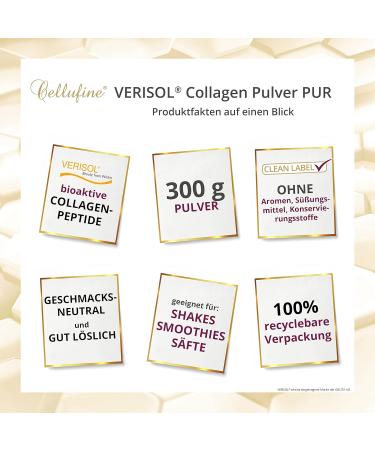 Buy Cellufine Premium Verisol Collagen Powder 300g - Natural Bioactive Collagen Peptides for Beauty | 120 Portions High Bioavailability Preservative-Free - Buy Online on GoSupps.com
