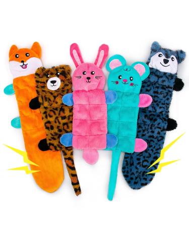 AWOOF No Stuffing Dog Toy 5 Pack Crinkle Squeaky Dogs Teething Chew Toys Set for Small Medium Large Breed Puppies Aggressive Chewers Durable Birthday Interactive Plaything Dogs Doggies Toys Land animals