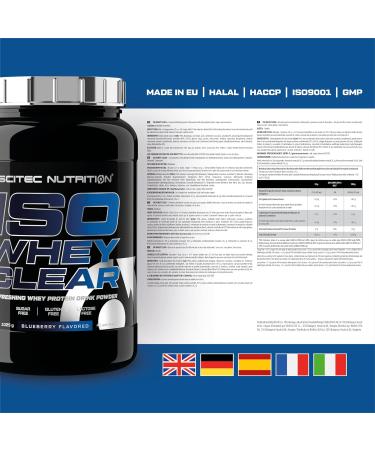 Scitec Nutrition Iso Whey Clear Refreshing Protein Drink Sugar Free Lactose Free Gluten Free Palm Oil Free 1025 g Blueberries - Buy Online on GoSupps.com