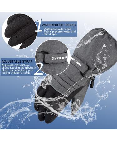 AMAKUZ Kids Snow Gloves - Waterproof Winter Ski Gloves for Boys and Girls (Gray, 10-12 Years) - Buy Online on GoSupps.com