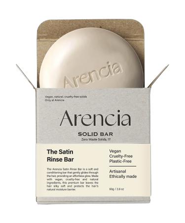 Arencia The Satin Conditioner Bar for Dry Damaged Hair & All hair type - Hydrating  Color Protecting  Soft and Glossy Hair - Vegan  Natural  pH balanced  Sulfate free  Eco friendly  Plastic Free
