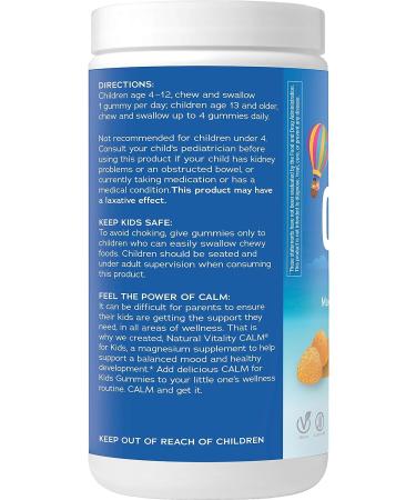 Natural Vitality Calm Kids Magnesium Citrate Gummies - Stress Relief & Healthy Response - Gluten Free, Vegan - Sweet Citrus (120 Count) - Buy Online on GoSupps.com
