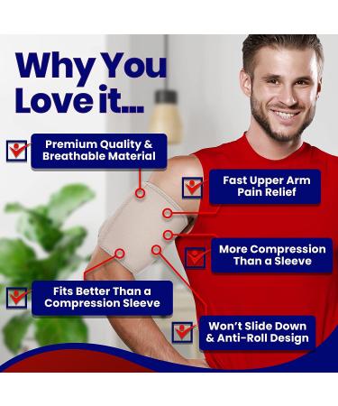 Bicep Tendonitis Brace for Pain Relief & Support - Compression Sleeve for Triceps & Biceps Muscle - Arm Wrap Bands for Men & Women XL 16 to 20 - Buy Online on GoSupps.com