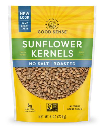 Good Sense Sunflower Kernels (shelled sunflower seeds) Roasted No Salt Non-GMO All Natural 8OZ (8-Ounce) Resealable Bag (Pack of 12) Roated No Salt 8 Ounce (Pack of 12)