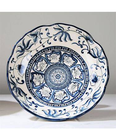 Fruit Bowl Fruit Bowl New Chinese Style Retro Blue and White Porcelain Fruit Dish Home Living Room Kitchen Restaurant Desktop Decor Round Ceramic Fruit Plate Fruit Plate - Buy Online on GoSupps.com