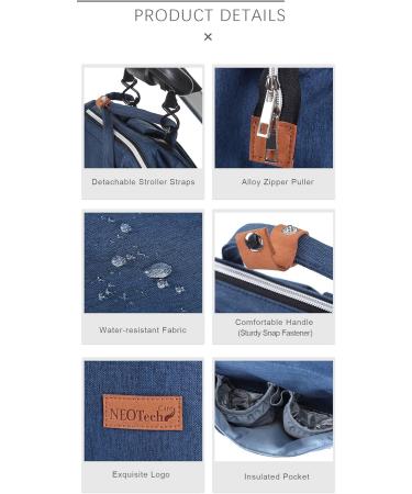 NEOtech Care Diaper Bag Backpack - Multifunctional Baby Bag for Boys & Girls | Wide Opening & Organized Pockets - Black Gray Blue - Buy Online on GoSupps.com