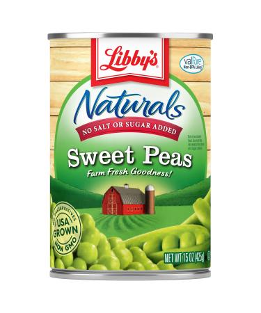 Libby's Naturals Sweet Peas | No Added Salt No Added Sugar | Naturally deliciously Sweet & Nutty Flavor | Tender & Succulent | Creamy Smooth | Grown & Made in the USA |15 oz (Pack of 12)