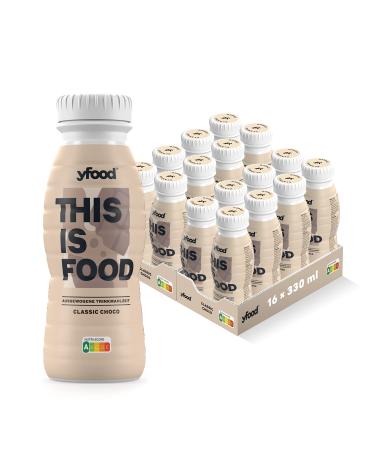 Yfood Drink Classic Choco delicious drinking meal for on the go this is food drink 21g protein 26 vitamins and minerals 16 x 330ml taste chocolate including 4.00 Pfand Classic Choco (deposit) 330 ml (16 pack)