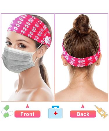 Jexine Nurse Headbands with Buttons - 12 Non Slip Wide Headbands for Women - Elastic Ear Protection for Nurses - Perfect Nurse's Day Gift - Buy Online on GoSupps.com