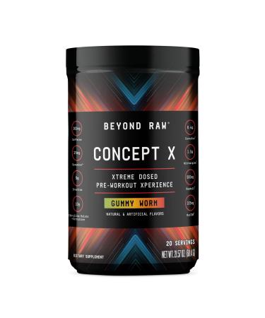 BEYOND RAW Concept X, Clinically Dosed Pre-Workout Powder, Contains Caffeine, L-Citrulline, Creatine, and Beta-Alanine, Gummy Worm Flavor, 20 Servings