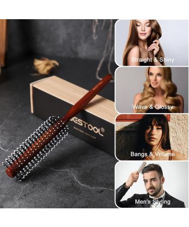 Bestool Small Round Brush for Short & Medium Hair - Professional Blow-Drying & Styling Tool for Men | Red-Brown Round Hair Brush - Buy Online on GoSupps.com