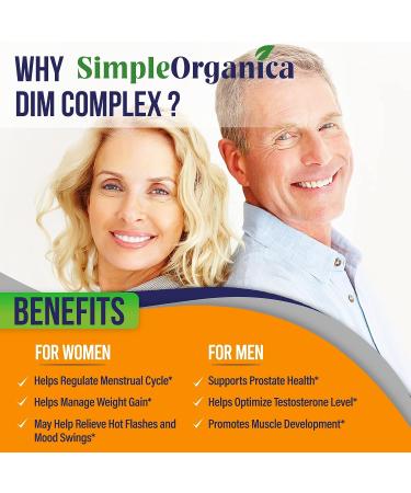 Organica DIM Supplement 300mg for Hormone Balance in Men and Women - With BioPerine, Broccoli, Calcium D Glucarate - Menopause, PMS Relief, Estrogen Balance, PCOS - Vegan & Non-GMO - Buy Online on GoSupps.com