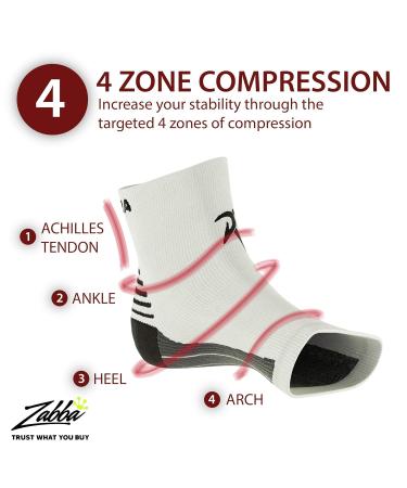Rymora Plantar Fasciitis Support Socks - Medium Arch Compression for Men and Women - White (One Pair) - Buy Online on GoSupps.com