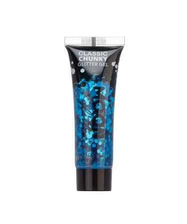 Classic Chunky Face & Body Glitter Gel by Moon Glitter - Blue - Cosmetic Festival Glitter Face Paint for Face Body Hair Nails - 12ml - Buy Online on GoSupps.com